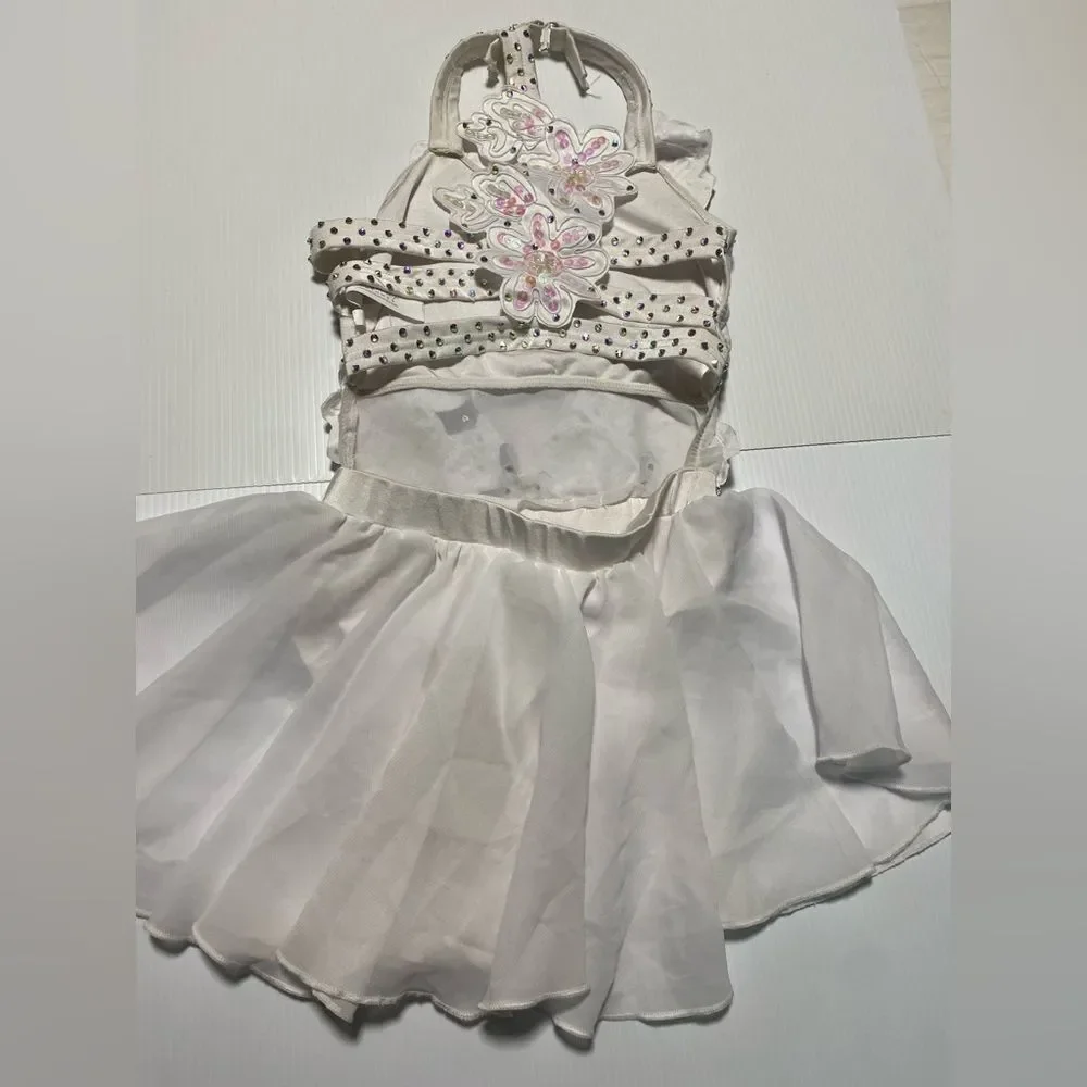 Glamour competition solo dance costume white lyrical contemporary LC-large child